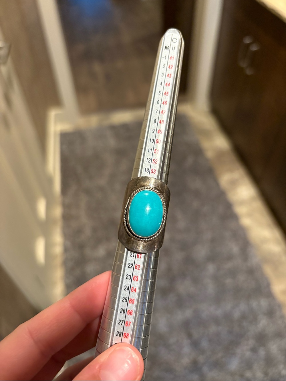 Turquoise Stone Silver Ring - Blue Oval Cabochon